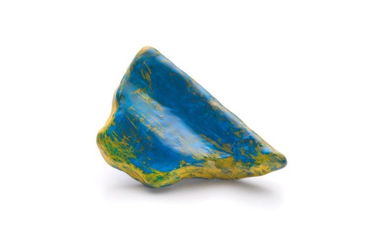 RESIDUAL OF SKY, brooch, 2015, materials, polystyrene, acrylic paint, dual-component epoxi resin, silver oxide