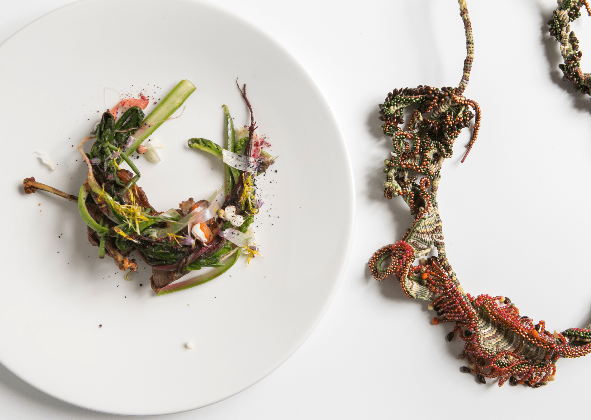 Gioielli in Fermento THE DINNER 2017 Master Collection a cura di Eliana Negroni a Torre Fornello con Isa Mazzocchi Chef - Collana Terroir by Sébastien Carré